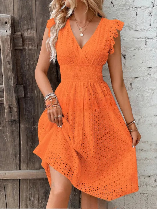Sexy Lace V Neck Summer Midi Dress