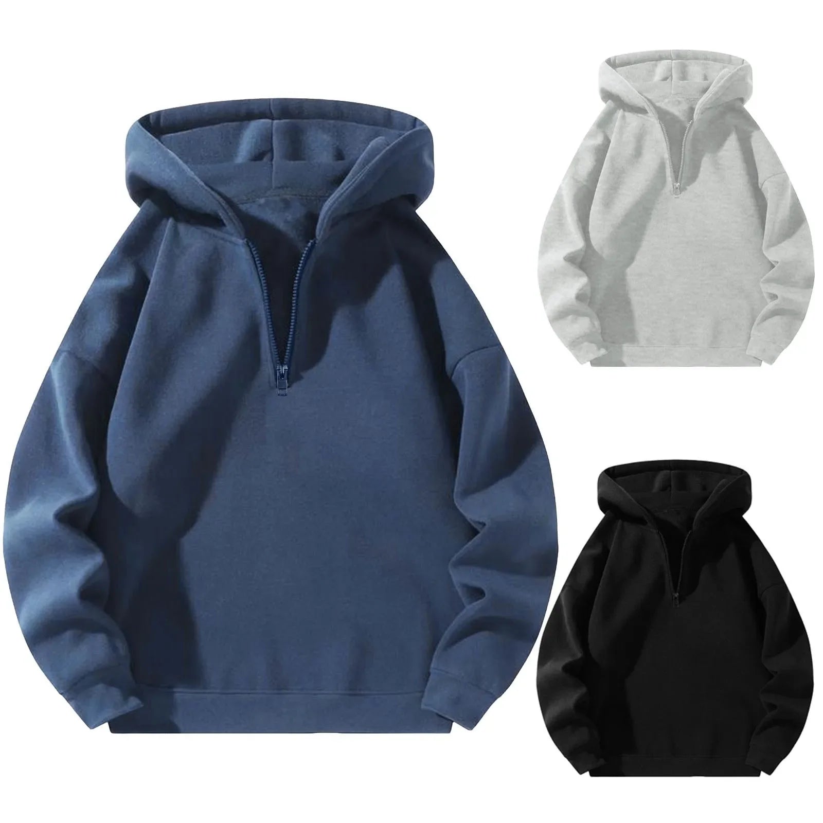 Large Zip Up Mens Hooded Sweatshirt - BritishElegance