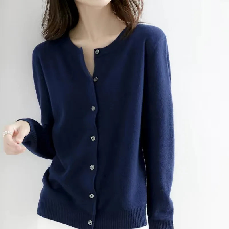 Classic Ladies Crew Neck Sweater Cardigan
