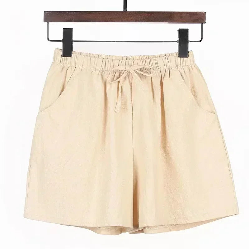 Relaxed Fit Linen Beach Shorts for Women