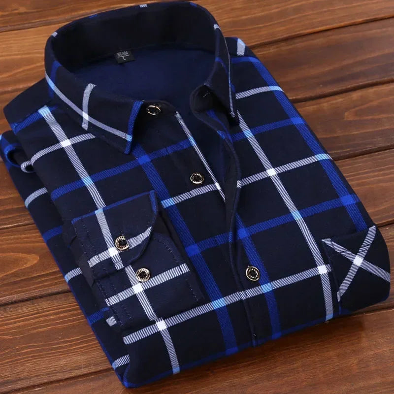 Cozy Plaid Flannel Shirt for Men - Warm Fleece Lined