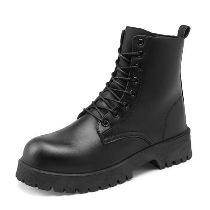 Classic Tall Chunky Leather Ankle Boots