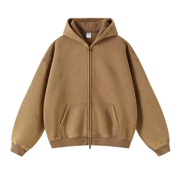 Fashionable Distressed Full Zip Street Hoodie