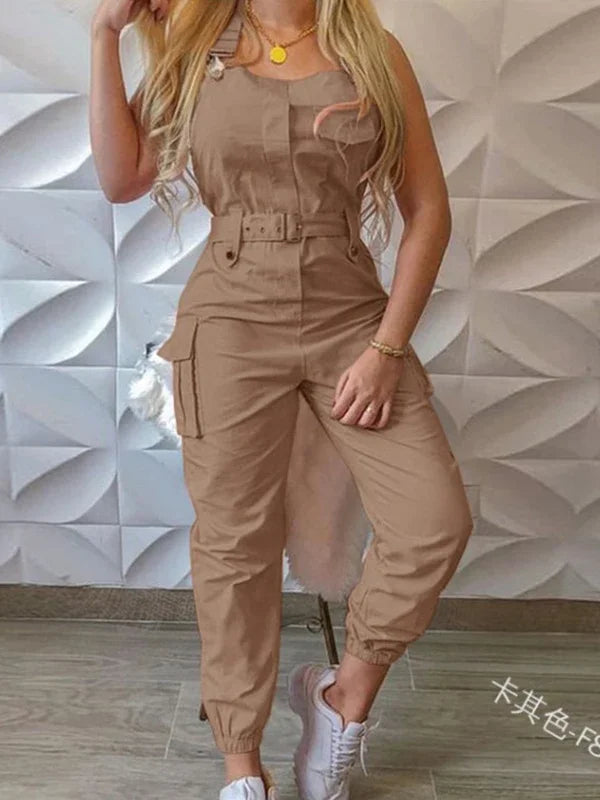 Summer Utility Romper with Adjustable Waist