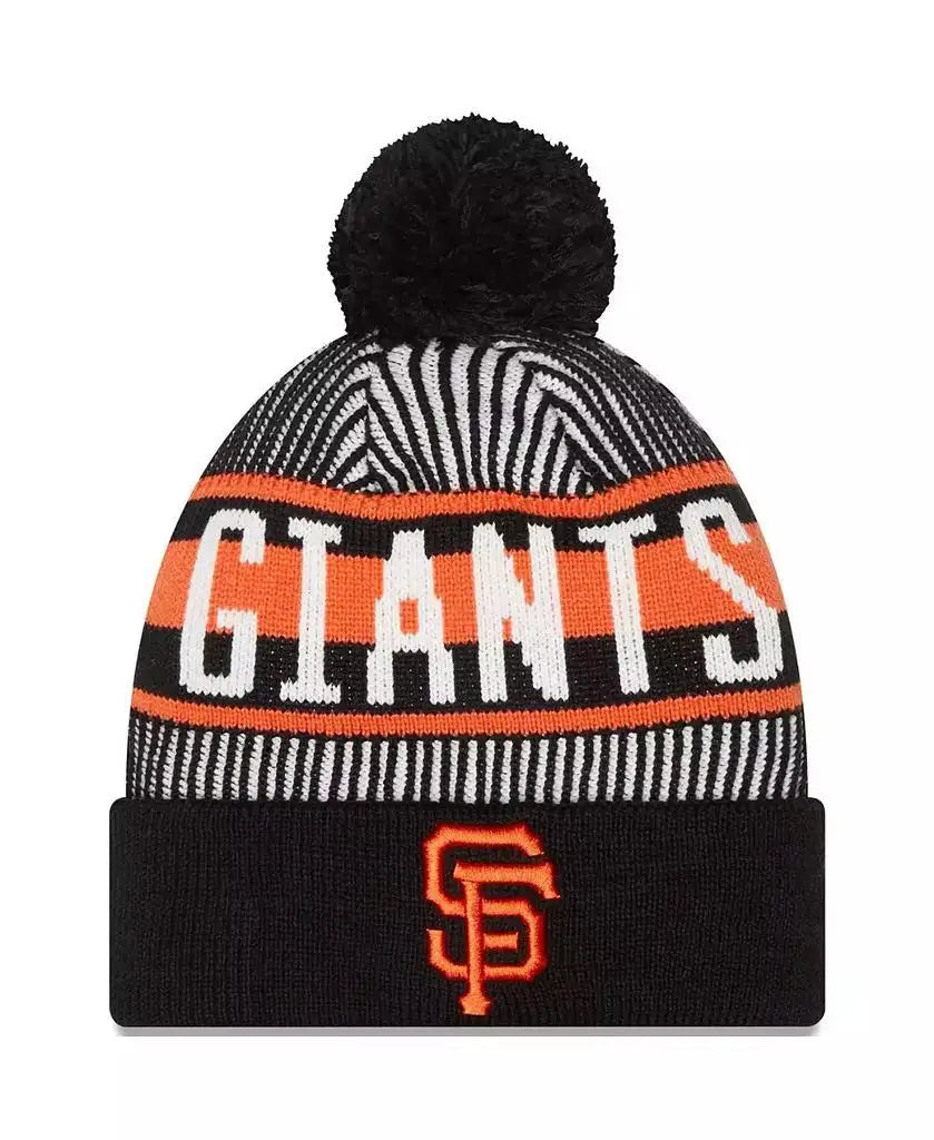 Official SF Giants Striped Beanie Hat with Pom - VogeLuxe