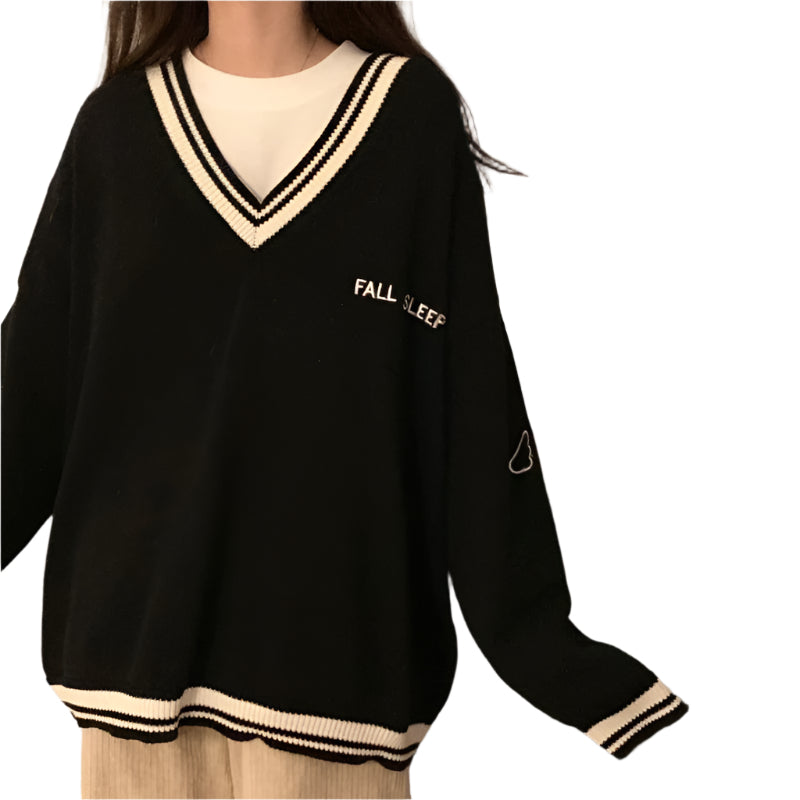 Cozy Women's Large V-Neck Winter Sweater