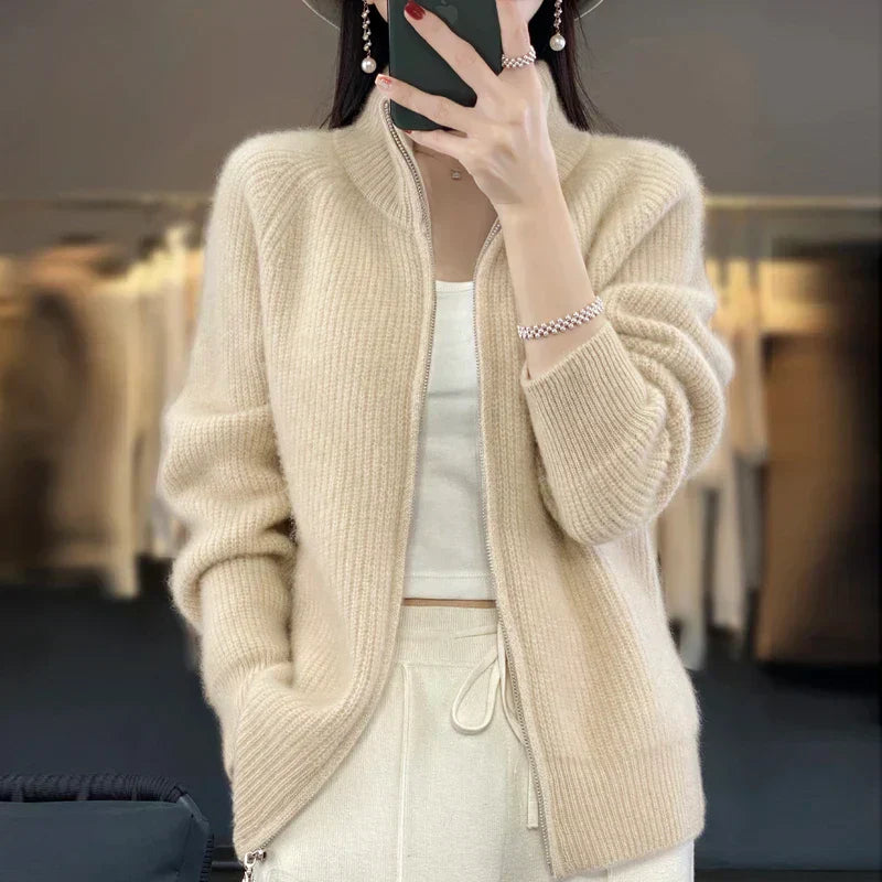 Ladies' Cozy Zip Front Sweatshirt Jacket - VogeLuxe
