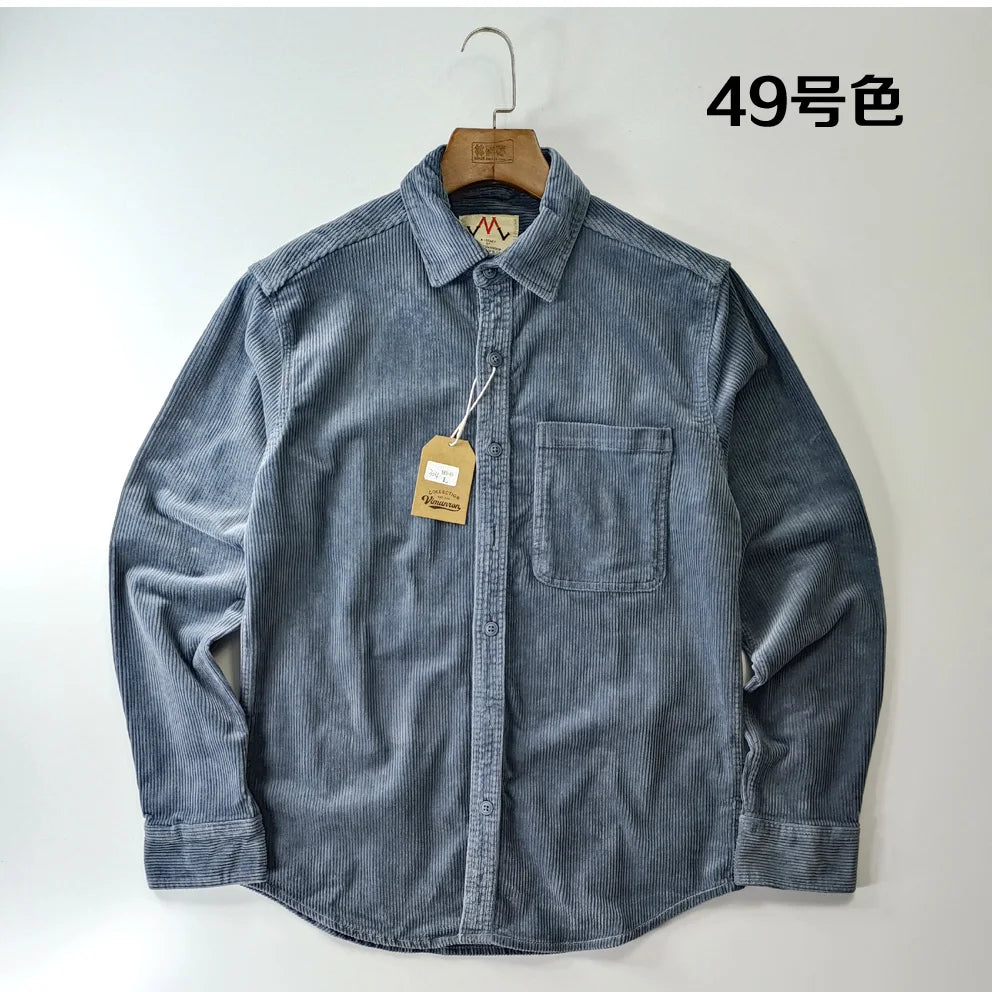 Classic Casual Corduroy Button Down Shirt for Men