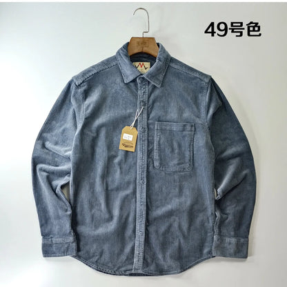 Classic Casual Corduroy Button Down Shirt for Men