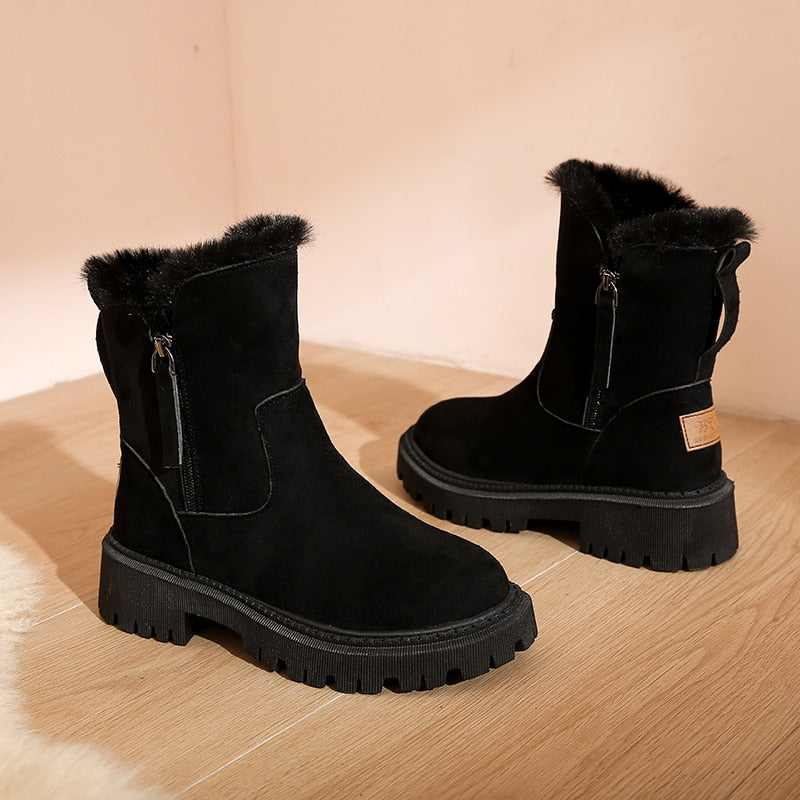 Warm Waterproof Women's Snow Boots with Fur Lining