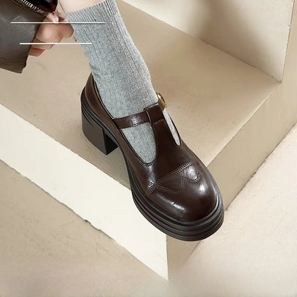 Vintage Buckle Mary Jane High Heels - VogeLuxe