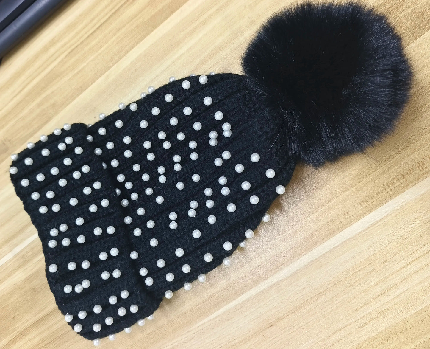 Sparkly Stone Pom Pom Winter Hat