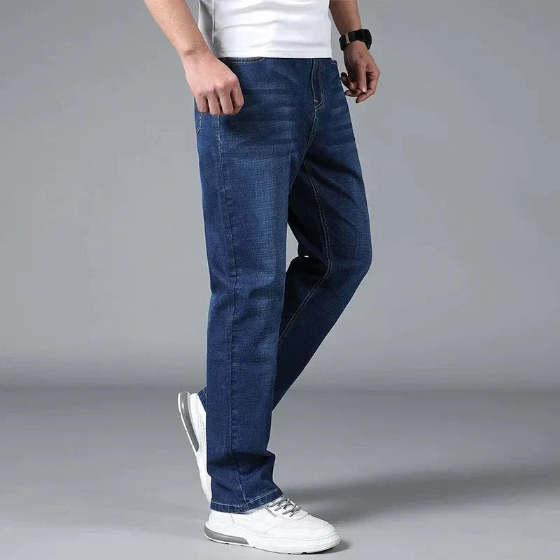 Slim Fit Men's Dark Straight Leg Stretch Jeans