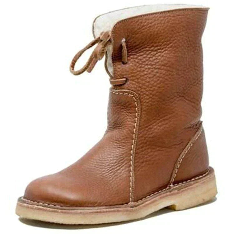 VogeLuxe | Women’s Mid Calf Shearling Lined Leather Boot