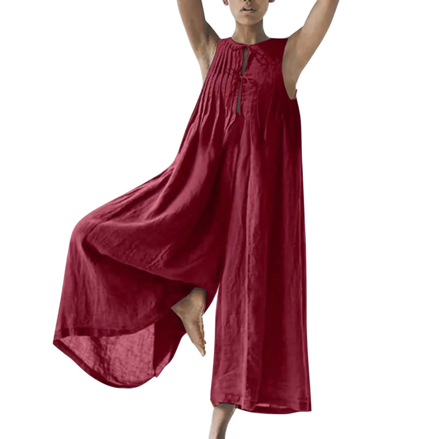Loose Flowy V Neck Summer Jumpsuit Romper