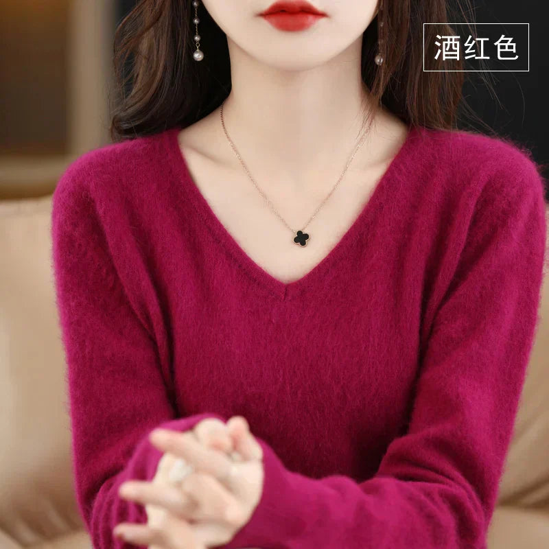 Soft Cashmere V Neck Women's Slim Fit Sweater