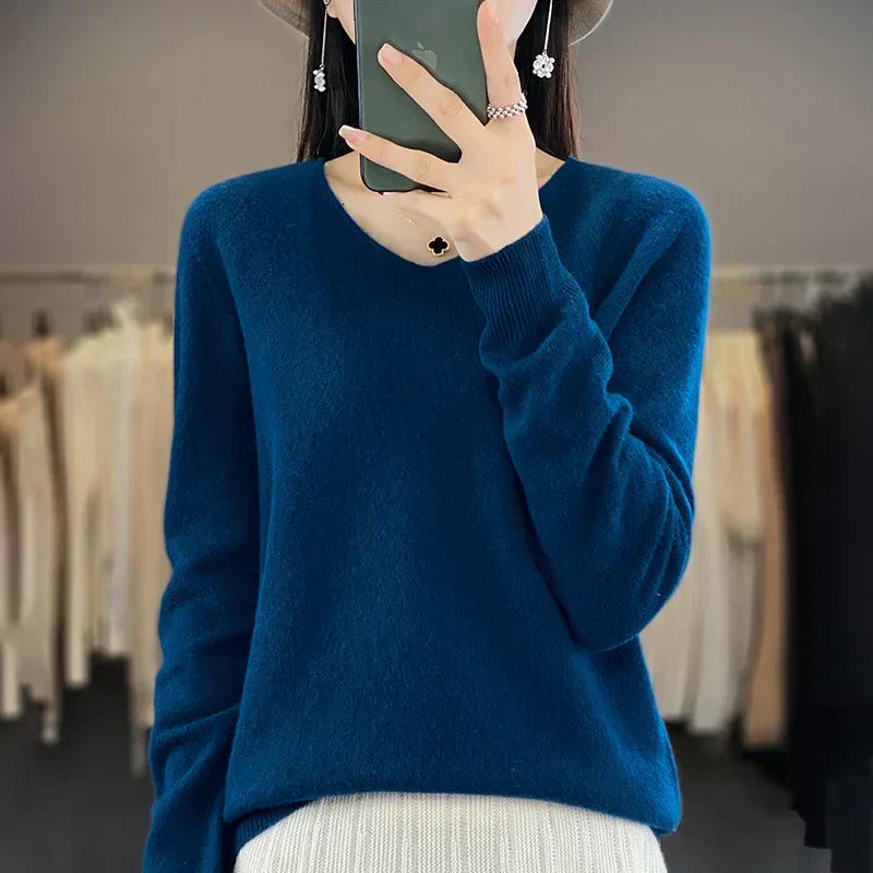 Cozy Australian Merino Wool V-Neck Sweater