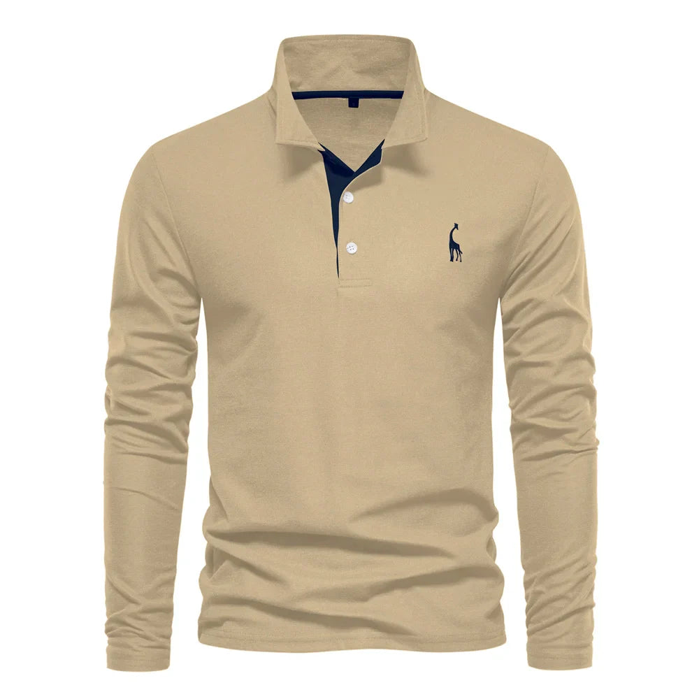 Classic Embroidered Long Sleeve Polo Shirt