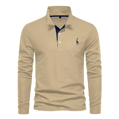 Classic Embroidered Long Sleeve Polo Shirt