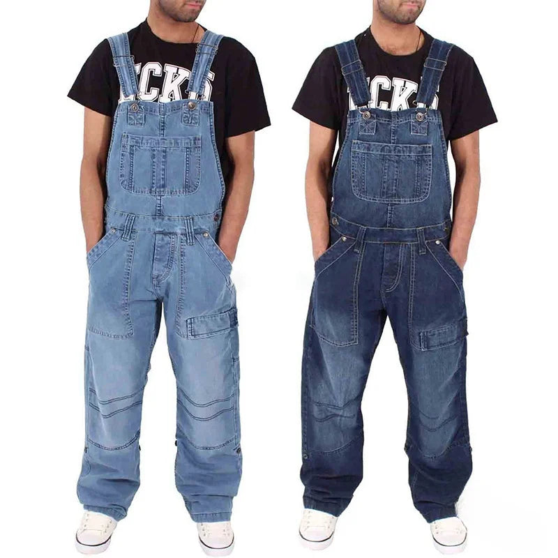 Relaxed Fit Denim Jumpsuit with Adjustable Straps - BritishElegance