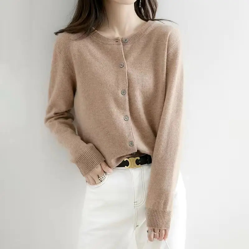 Classic Ladies Crew Neck Sweater Cardigan