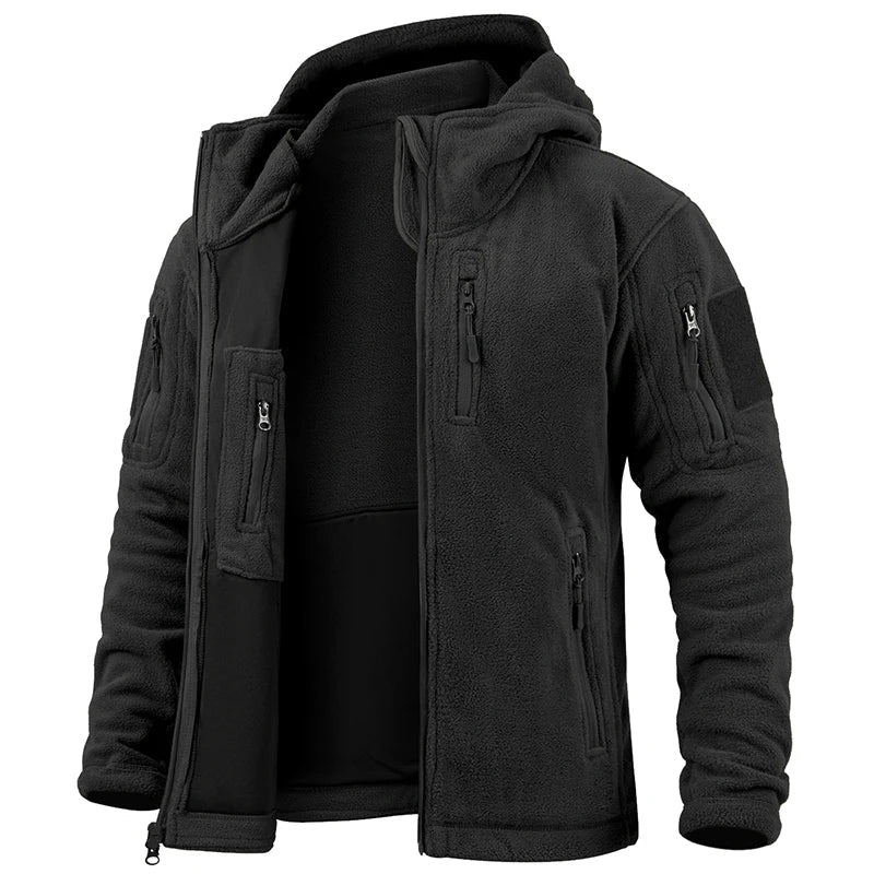Insulated Hooded Fleece Jacket – Waterproof Multi Pocket Parka Coat