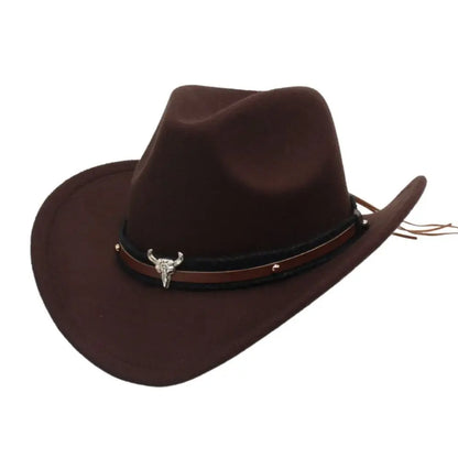 Classic Cowboy Felt Hat with Bull Design