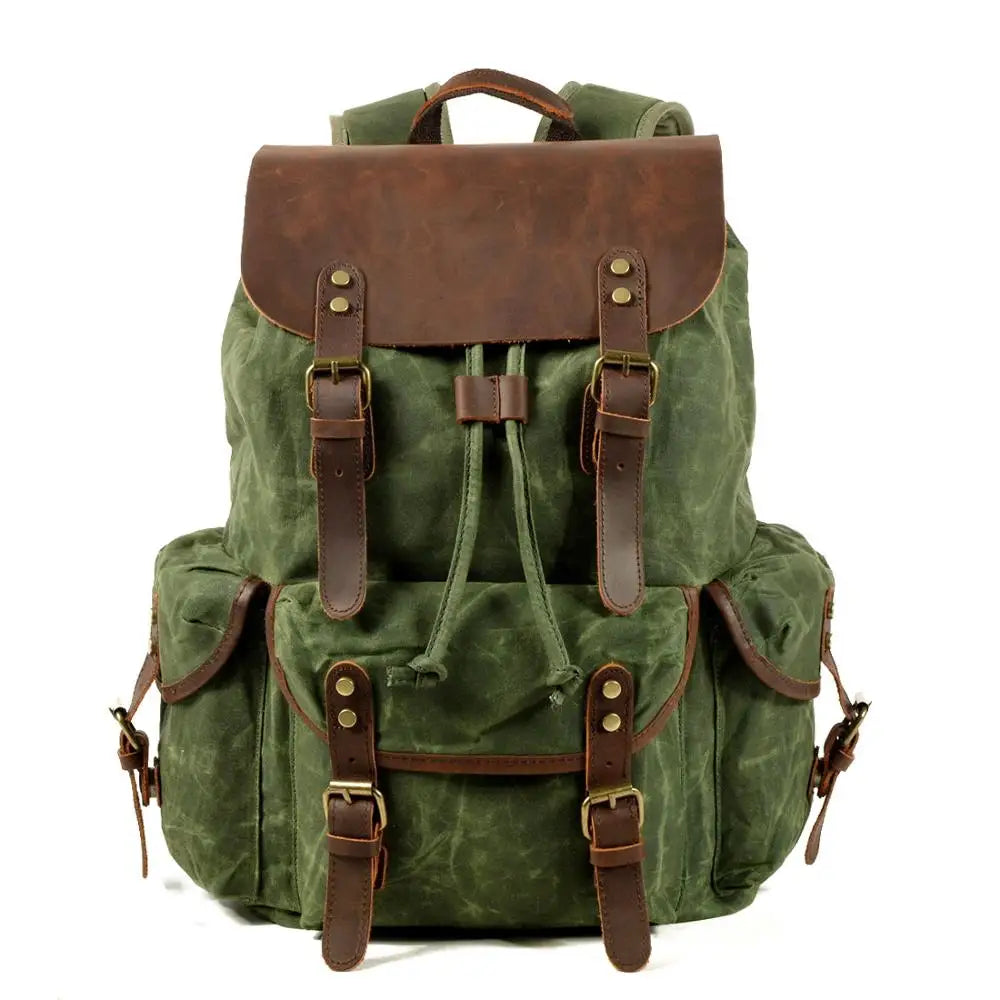 Durable Canvas Leather School Backpack