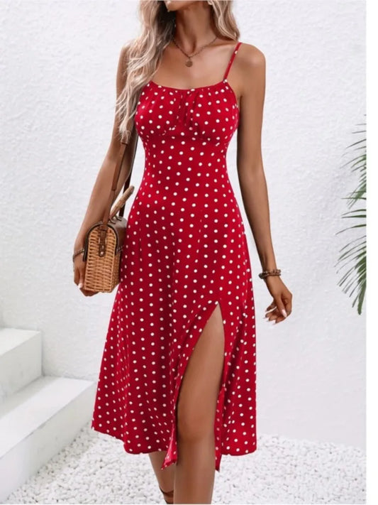 Classic Dot Summer Midi Dress - VogeLuxe