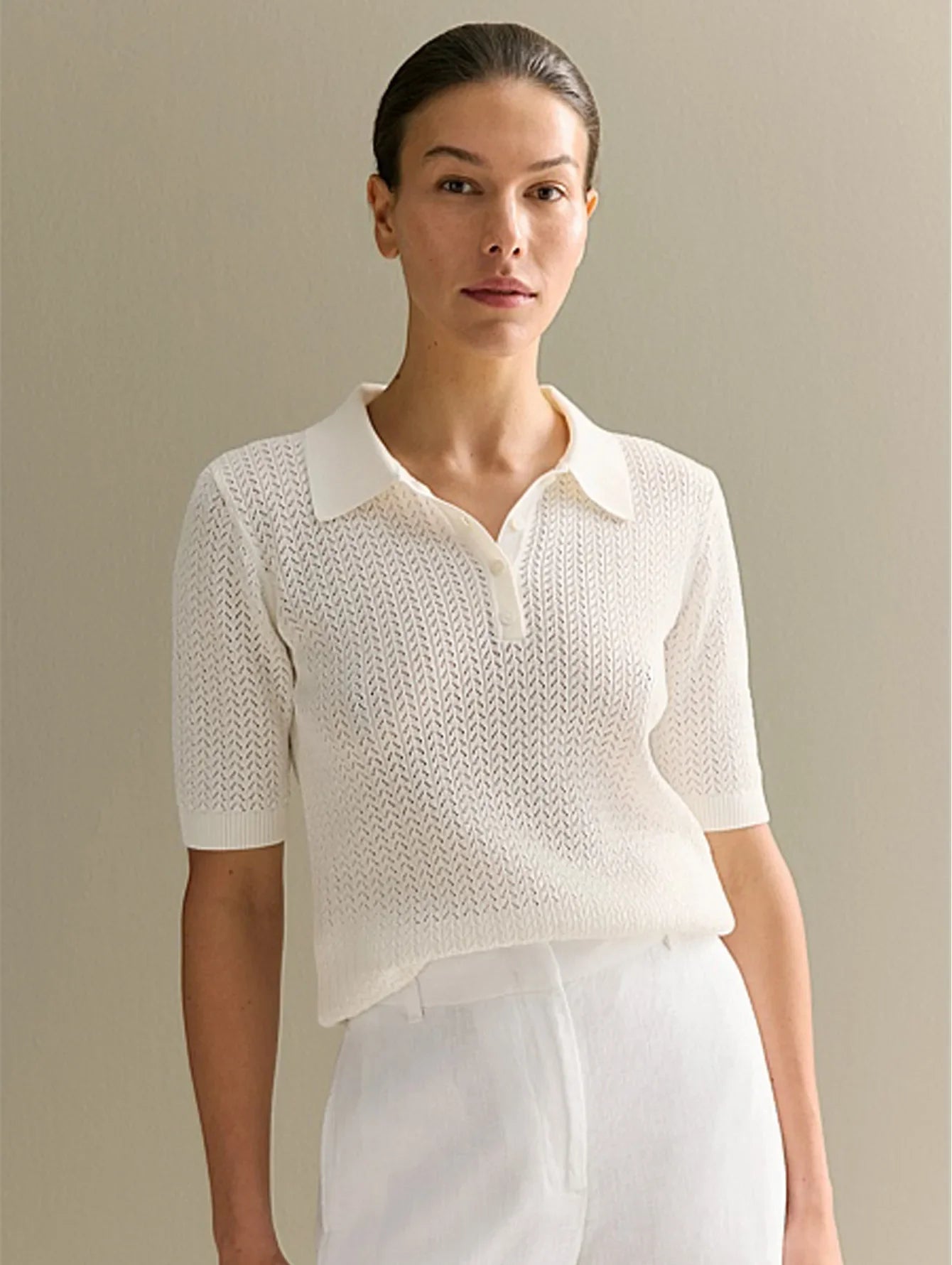Relaxed Fit Knit Polo Shirt – Casual Summer Women's Tee