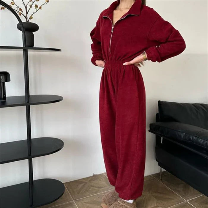 Ladies' Zip Up Hooded Jumpsuit Outfit