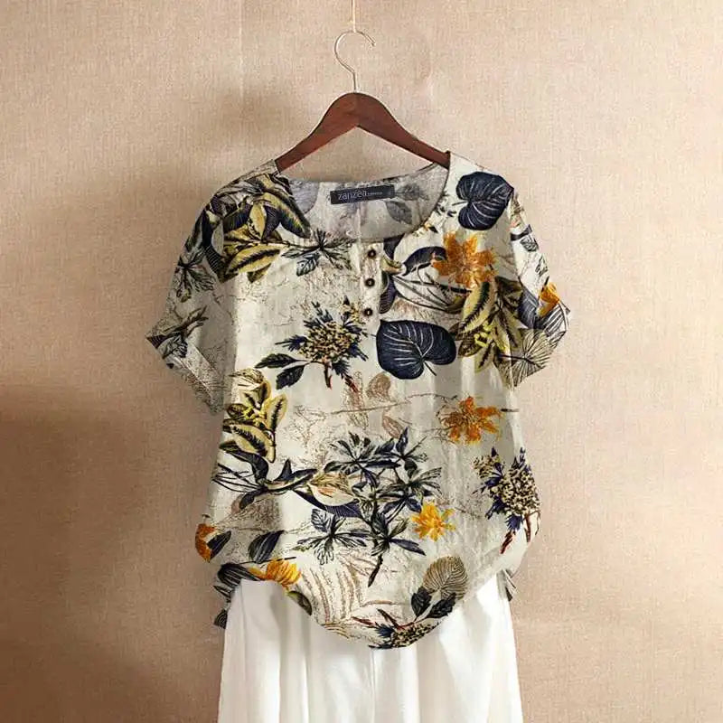 Pretty Floral Cotton Tunic Top for Women