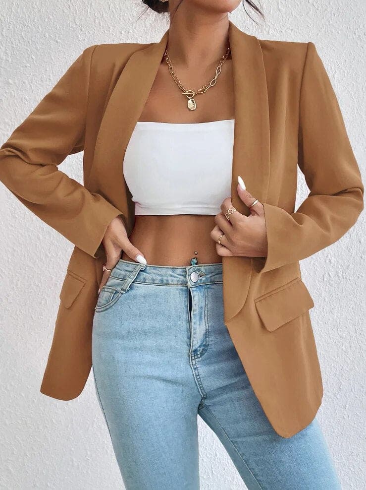 Stylish Fit Open Front Women's Blazer with Pockets