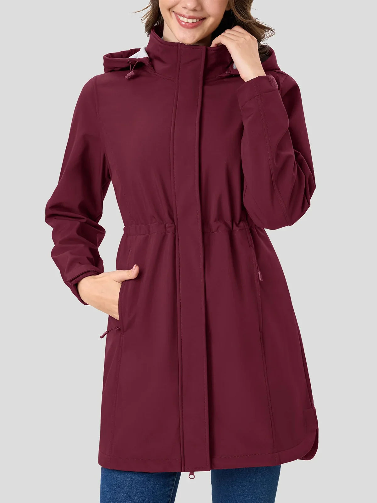 Waterproof Breathable Ladies Long Parka Jacket