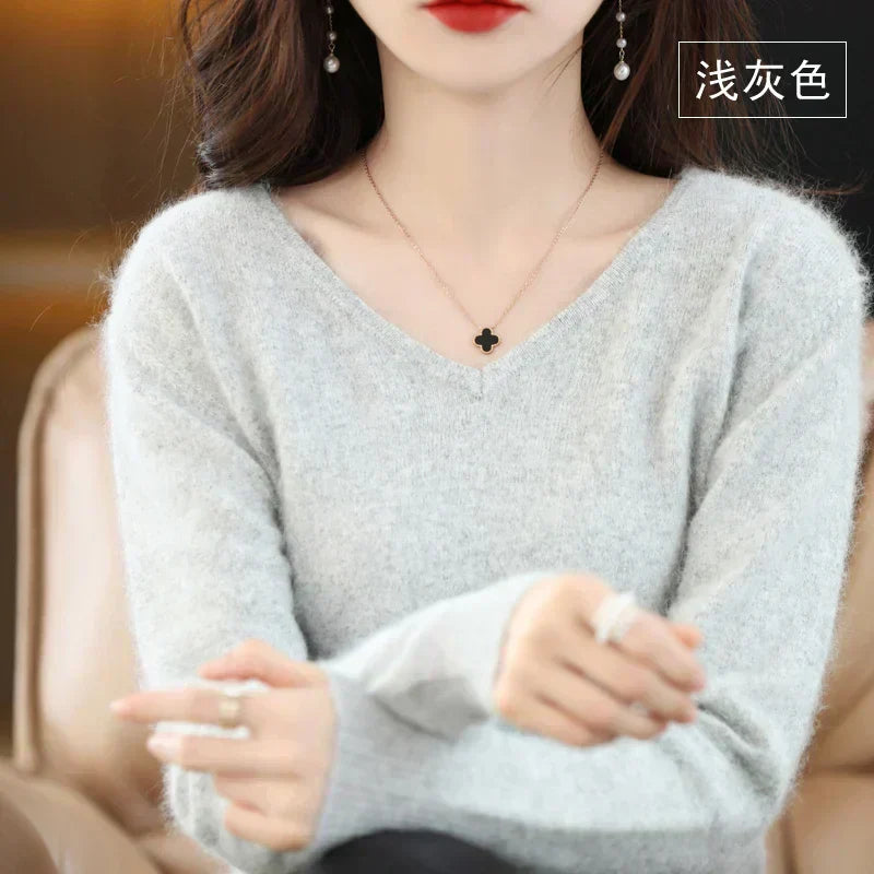 Luxurious Cashmere V Neck Sweater for Women
