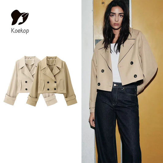 Classic Ladies Short Waterproof Trench Coat - VogeLuxe