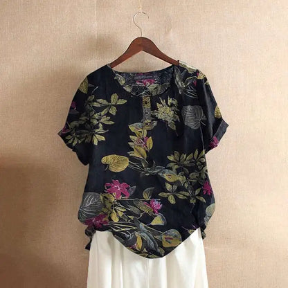 Pretty Floral Cotton Tunic Top for Women