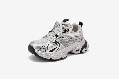 Trendy Patchwork Lace Up Chunky Sneakers for Women