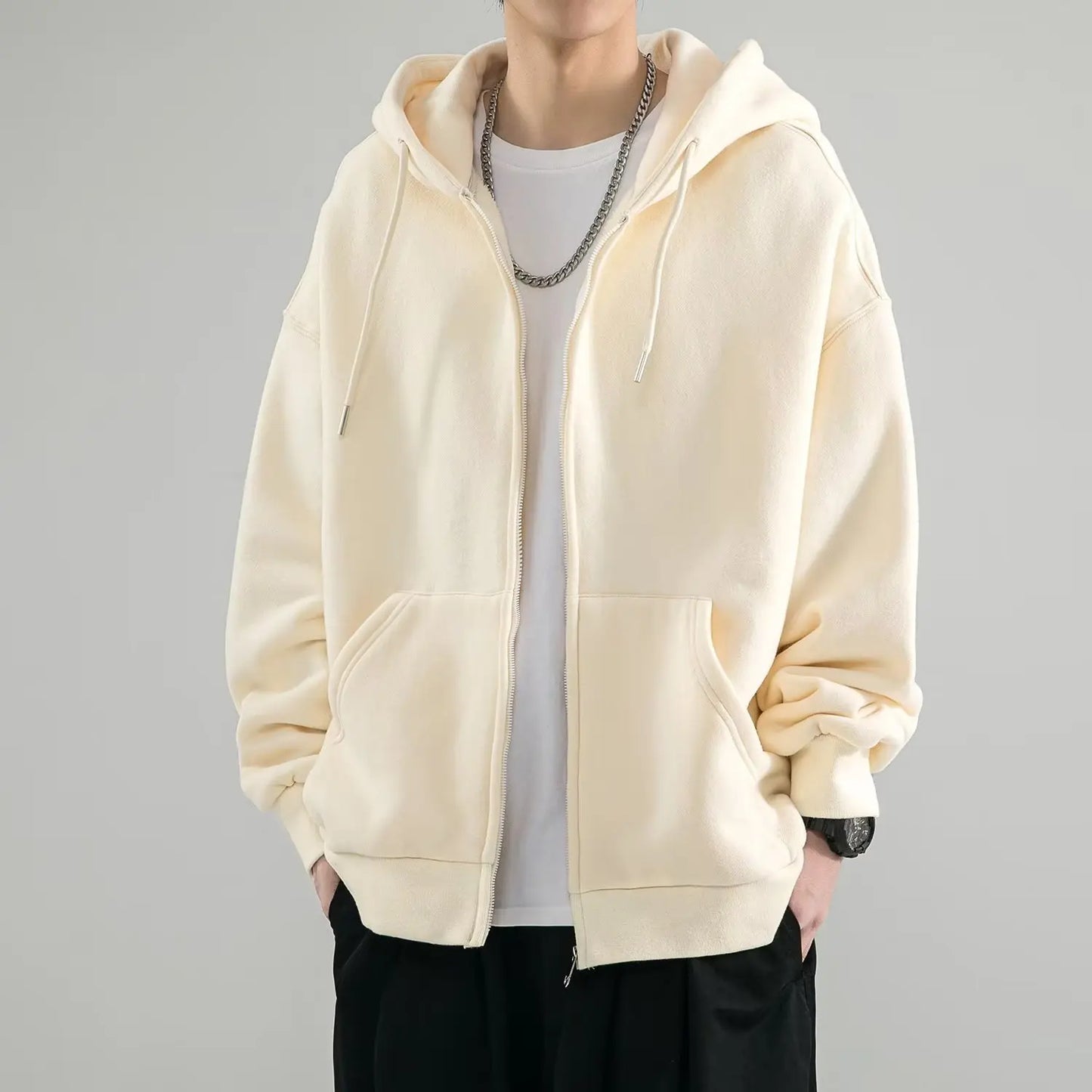 Casual Oversized Zip Hoodie Sweater