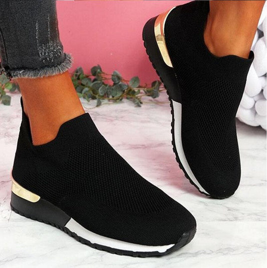 Women's Breathable Casual Sneakers with Metallic Accents - VogeLuxe