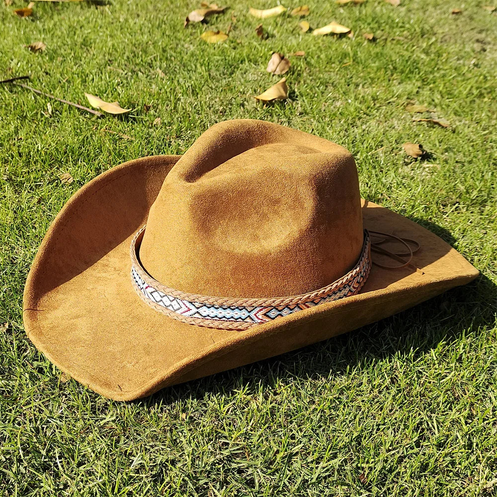 Soft Wide Brim Cowboy Hat Adjustable Size