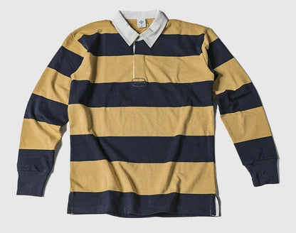 Classic Striped Polo Shirt Men's Preppy Long Sleeve Tee