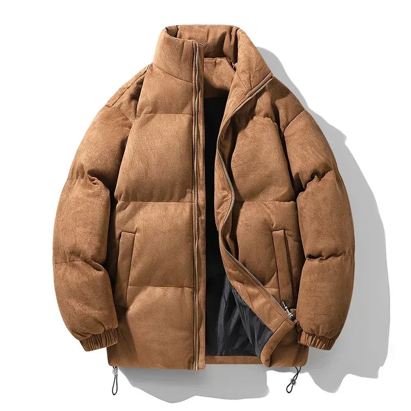 Warm Fleece Lined Mens Leather Parka Coat