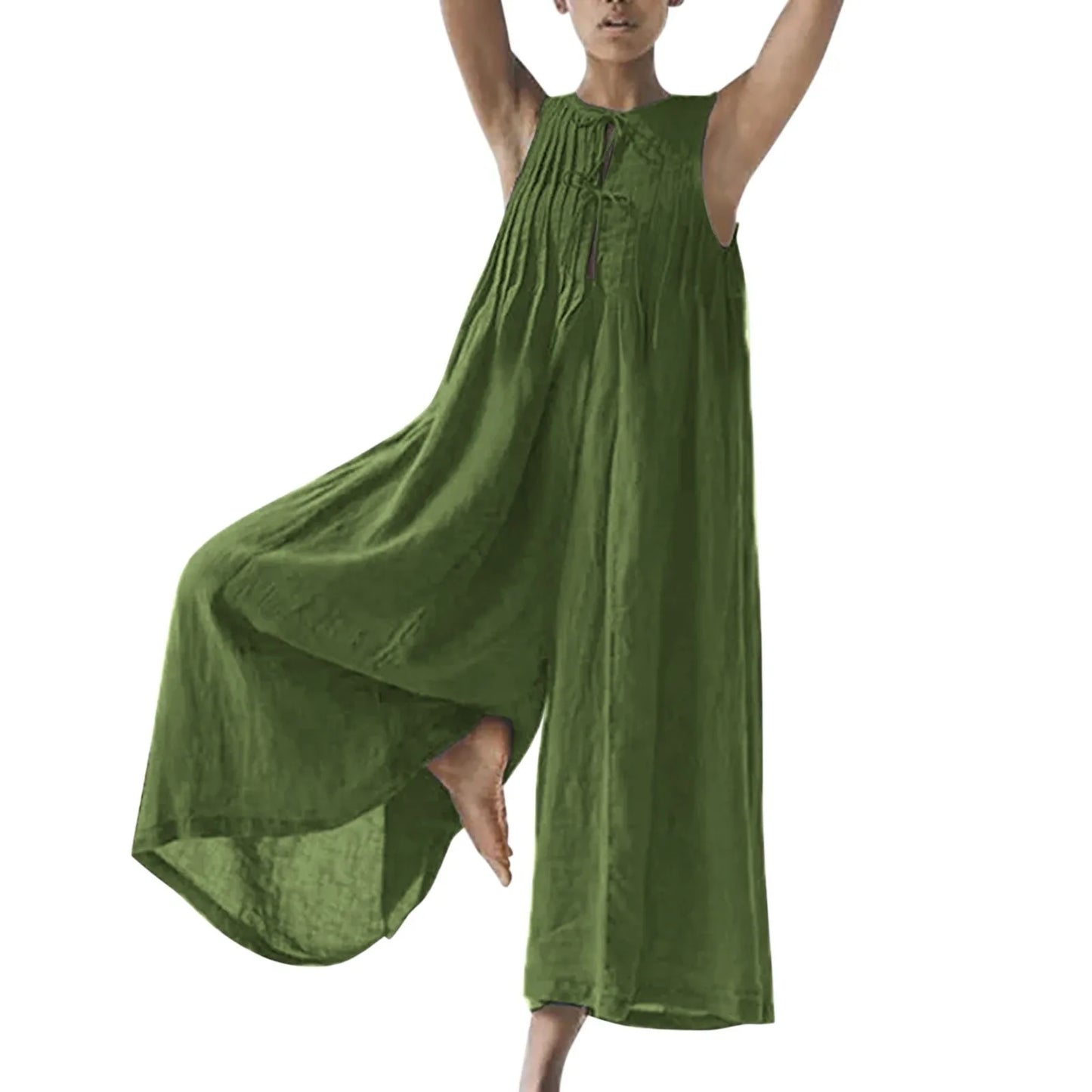 Loose Flowy V Neck Summer Jumpsuit Romper