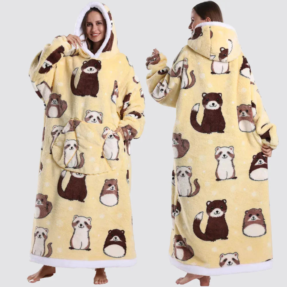 Cozy Wearable Hooded Blanket for Adults