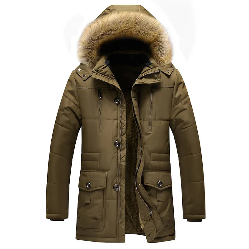 Uomo Parka Invernale Caldo con Cappuccio e Tasche
