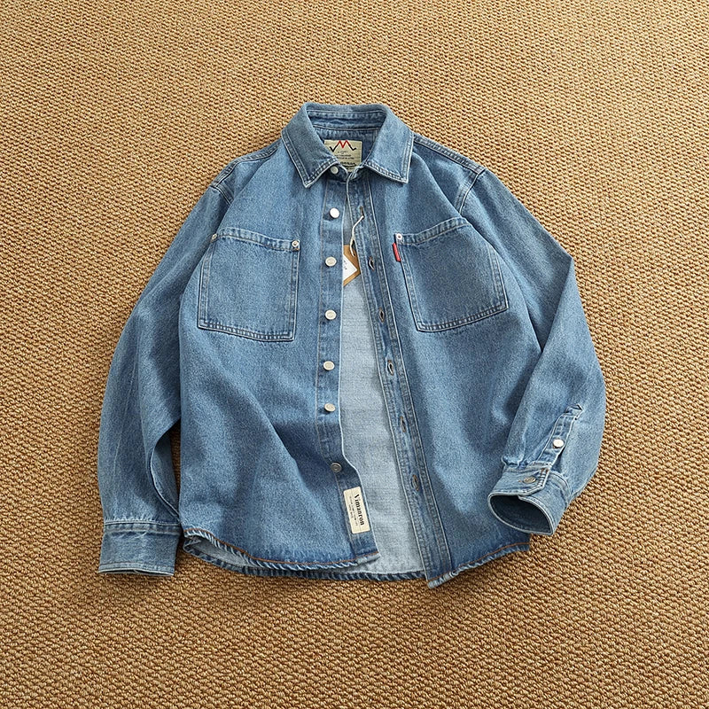 Classic Relaxed Fit Denim Shirt Jacket for Men