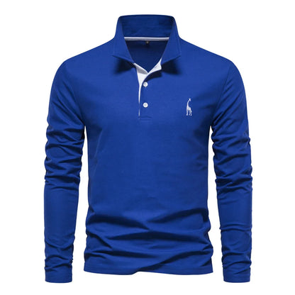 Classic Embroidered Long Sleeve Polo Shirt