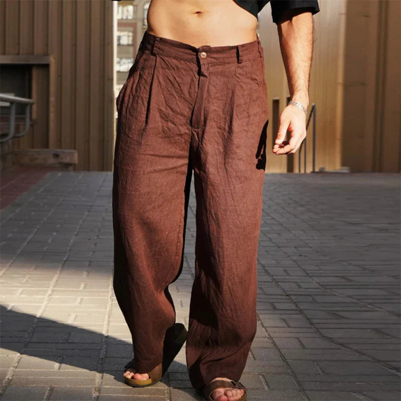 Comfortable Fit Mens Wide Leg Pants - VogeLuxe
