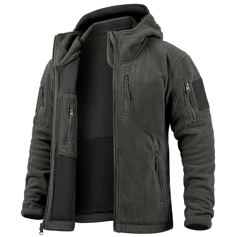 Insulated Hooded Fleece Jacket – Waterproof Multi Pocket Parka Coat